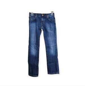 Peek Dungarees Dark Wash Slouch Jeans Embroidered Pockets Adjustable Waist 10